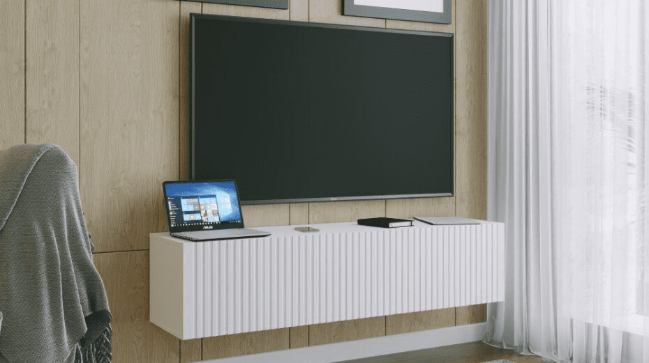 ArtExt Závěsný TV stolek JOY | 150 cm Barva: Černý lesk (drážky) - main (5)