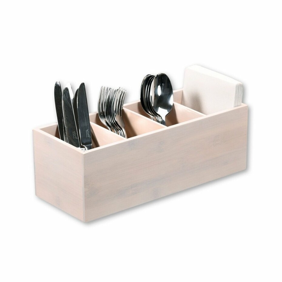 Kesper 57850 Příborník bambus, 4 přihrádky,  bílá, 35 x 12 x 14 cm - main (0)
