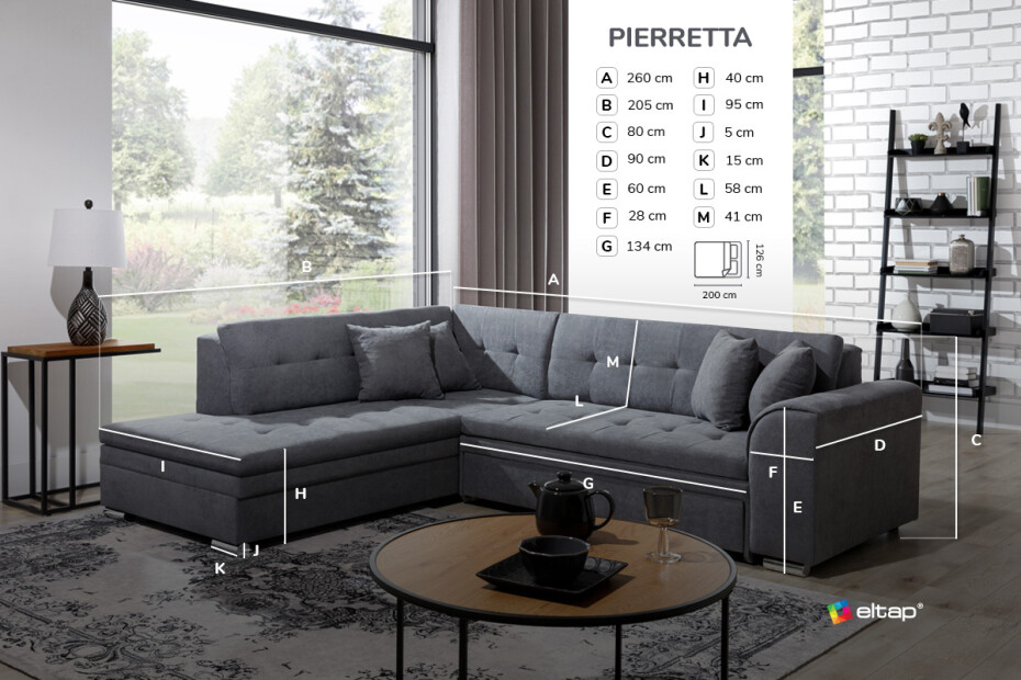 Artelta Rohová sedací souprava PIERETTA | pravá Pieretta Barva: Monolith 37 - main (20)