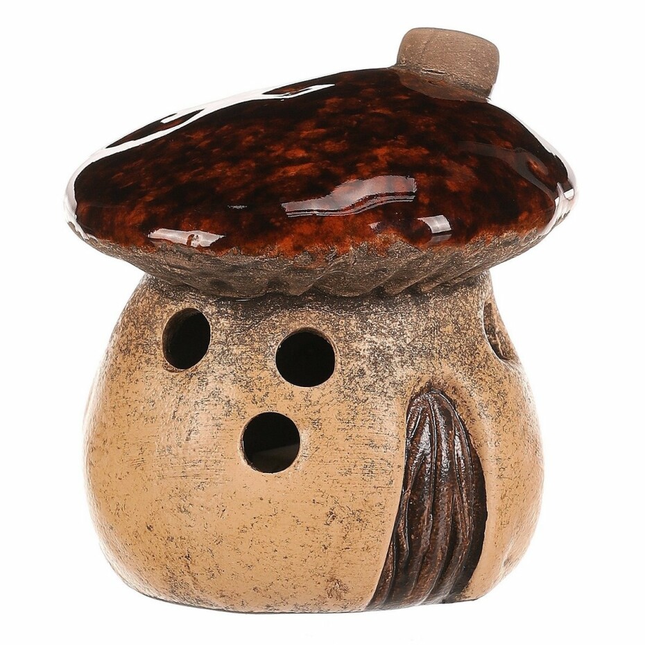 Svícen Houbový domek hnědá, 12 x 12 x 13 cm - main (5)