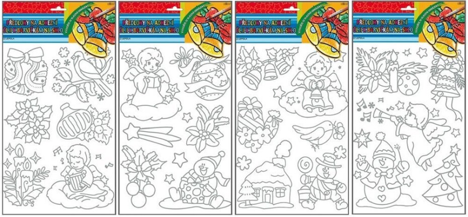 Předlohy na malování na sklo vánoční s vyvýšenou stříbrnou konturou 30 x 21 cm - main (0)