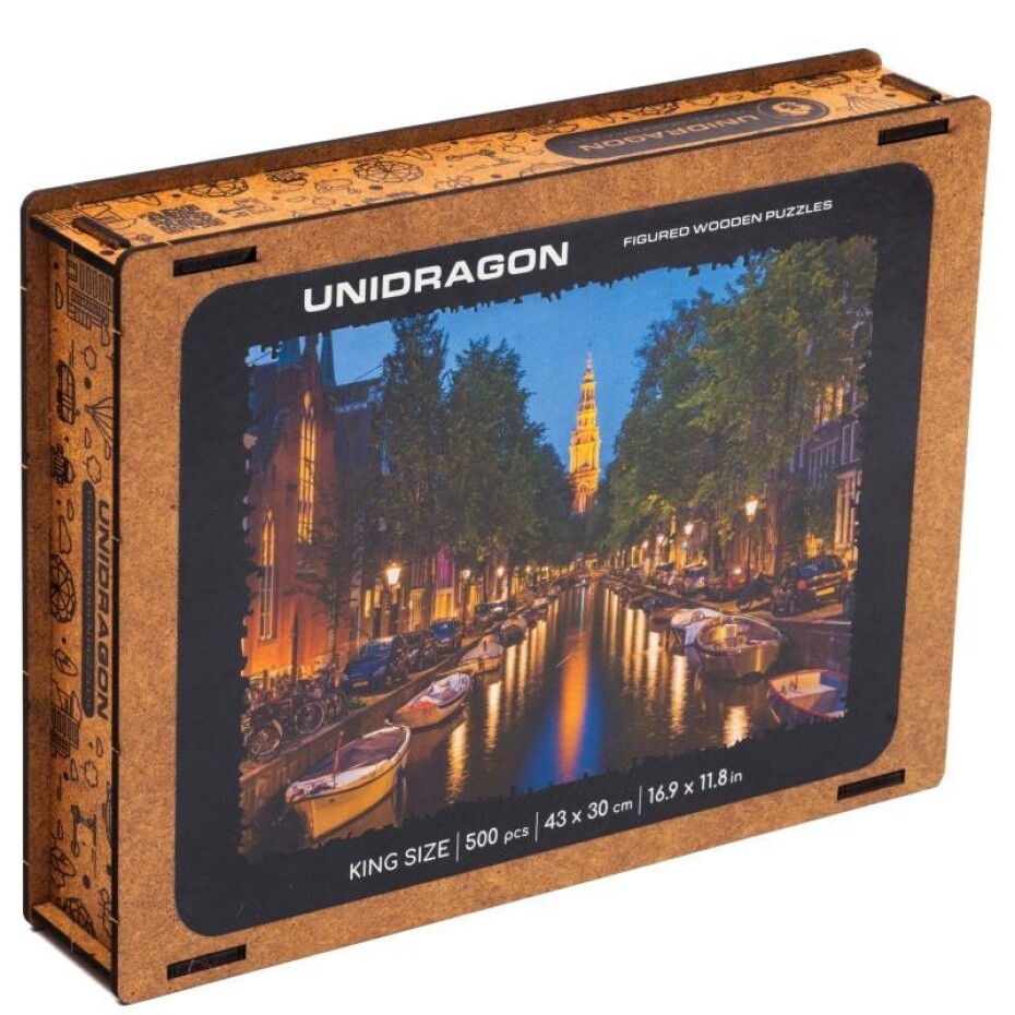 UNIDRAGON dřevěné puzzle VEČERNÍ AMSTERDAM velikost KS (43x30cm) - main (0)