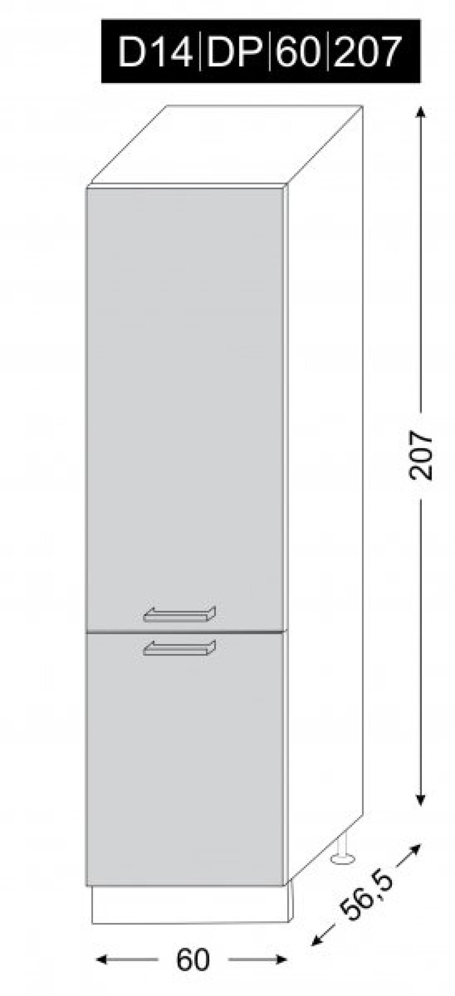 ArtExt Kuchyňská skříňka vysoká ESSEN | D14DP 60 207 Barva korpusu: Grey - main (18)