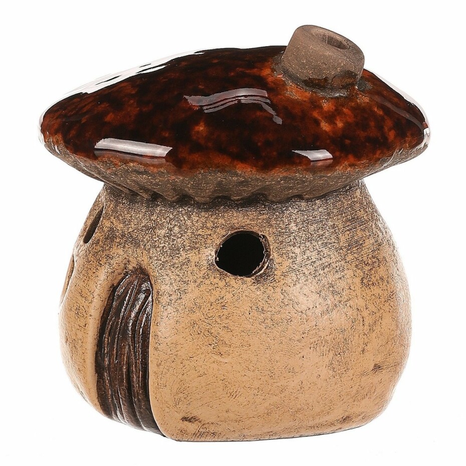 Svícen Houbový domek hnědá, 12 x 12 x 13 cm - main (1)