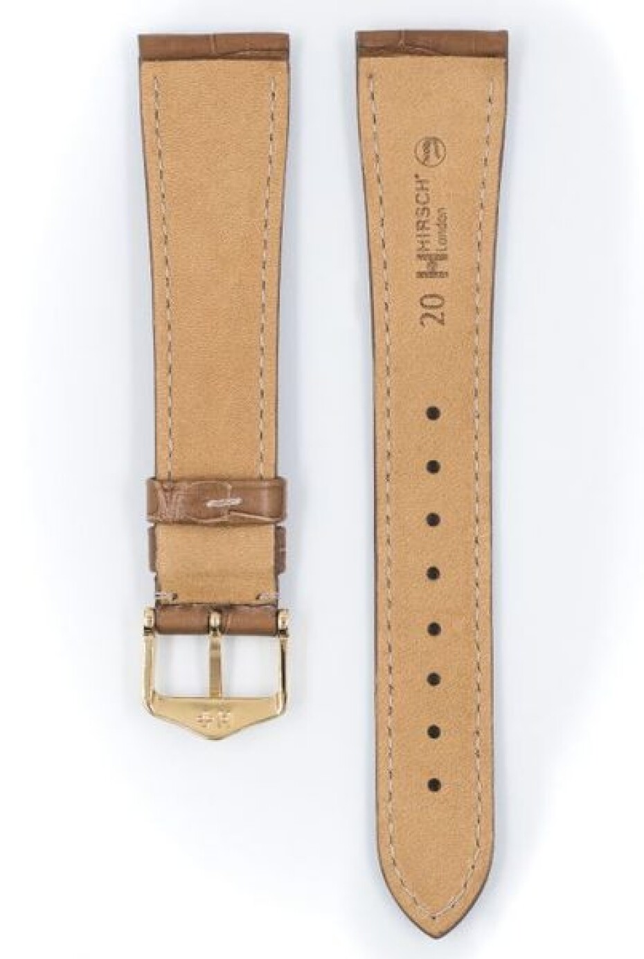 Řemínek Hirsch London Alligator - béžový, mat - 14 mm - M – Střední délka - 10 mm - Zlatá - main (2)