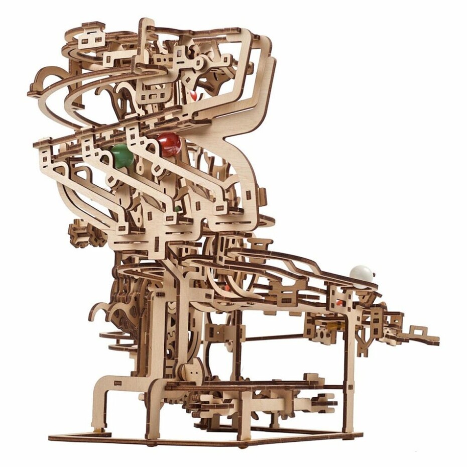 Ugears 3D dřevěné mechanické puzzle Kuličková dráha řetězová - main (2)