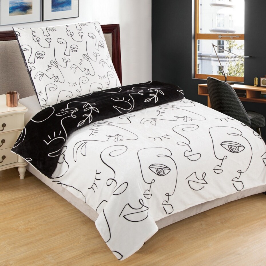 Jahu Povlečení mikroplyš Face, 140 x 200 cm, 70 x 90 cm - main (0)