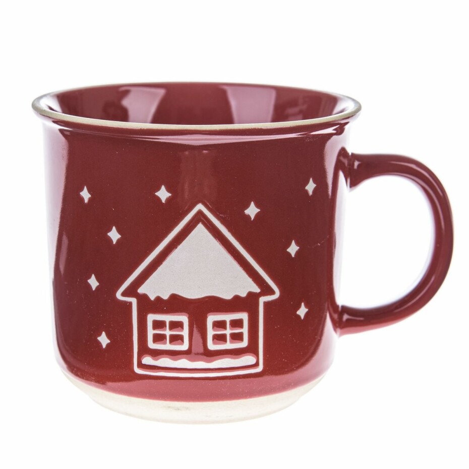 Vánoční keramický hrnek Snowy cottage červená, 450 ml - main (0)