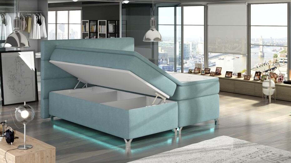 Artelta Manželská postel AMADEO Boxspring s LED osvětlením | 140 x 200 cm Barva: BAO 04 - Sawana 05 (šedá) - main (9)
