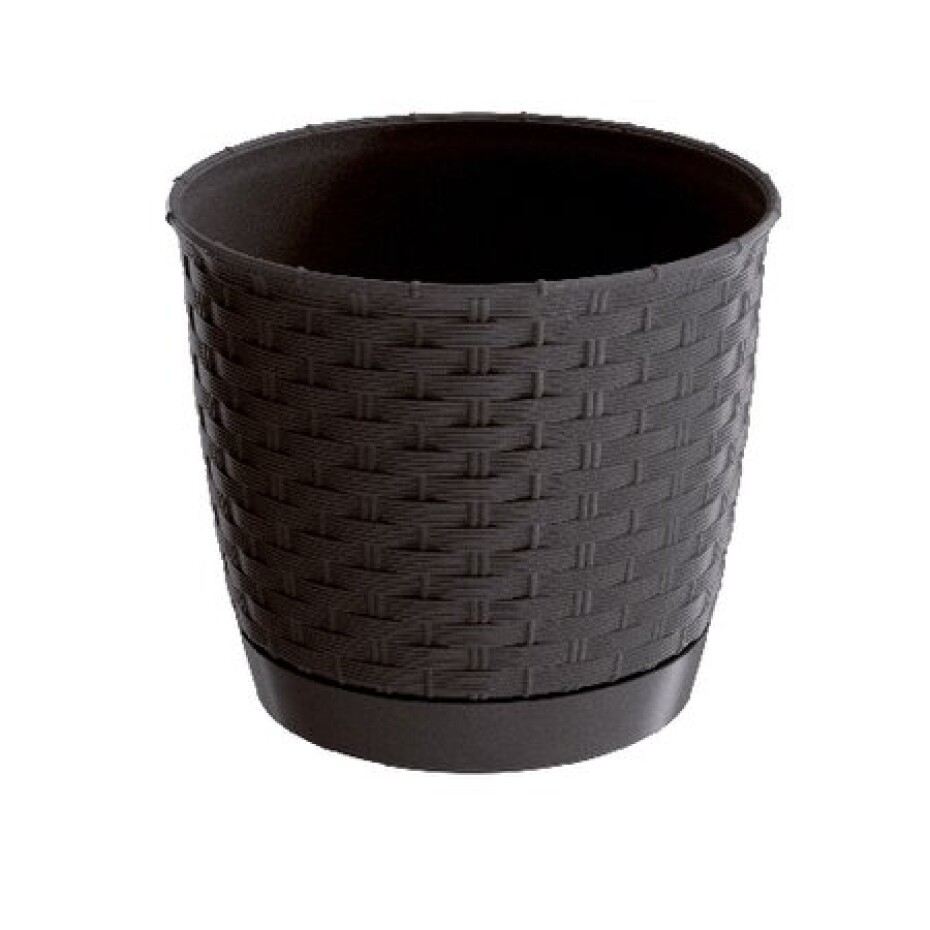 PROSPERPLAST - RATOLLA ROUND KVĚTINÁČ HNĚDÝ s miskou 22 cm - main (0)