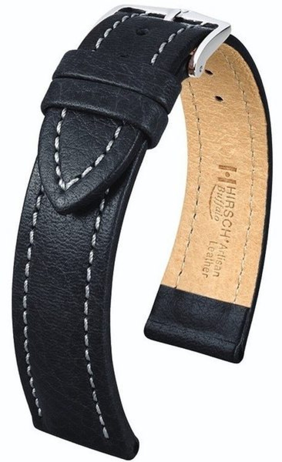 Řemínek Hirsch Buffalo (NO QR) - černý - 20 mm - M – Střední délka - 18 mm - Stříbrná - main (0)
