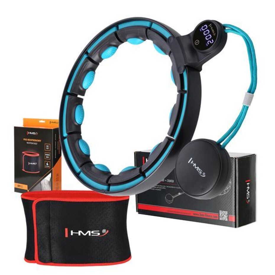 HMS Sada masážní hula hoop se závažím HHM17 a zeštíhlujícího pásu BR163 černá/tyrkysová - main (0)