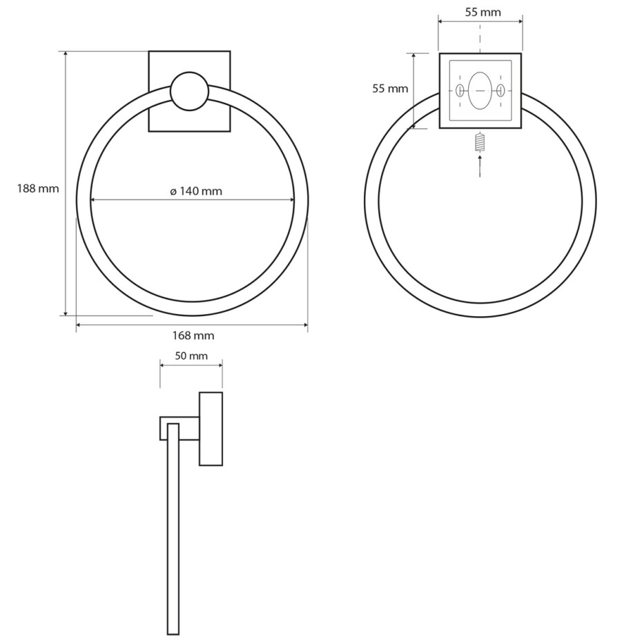 SAPHO XQ406 X-Square držák ručníků kruh, stříbrná - main (1)