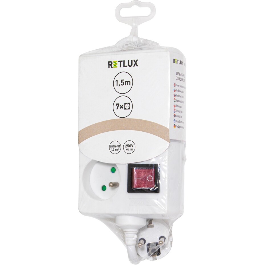 Retlux RPC 36 Prodlužovací kabel s vypínačem, 4+3 zásuvky, 1,5 m - main (1)