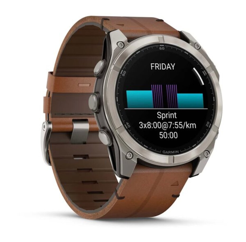 Garmin Fenix® 8 – 51 mm, AMOLED Sapphire, Titanium / Brown Leather Band 010-02905-40 - main (2)