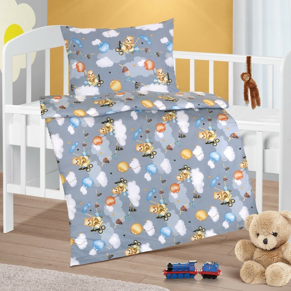 Bellatex Dětské Bavlněné povlečení Beáta Medvídek v letadle, 100 x 135 cm, 45 x 60 cm - main (0)