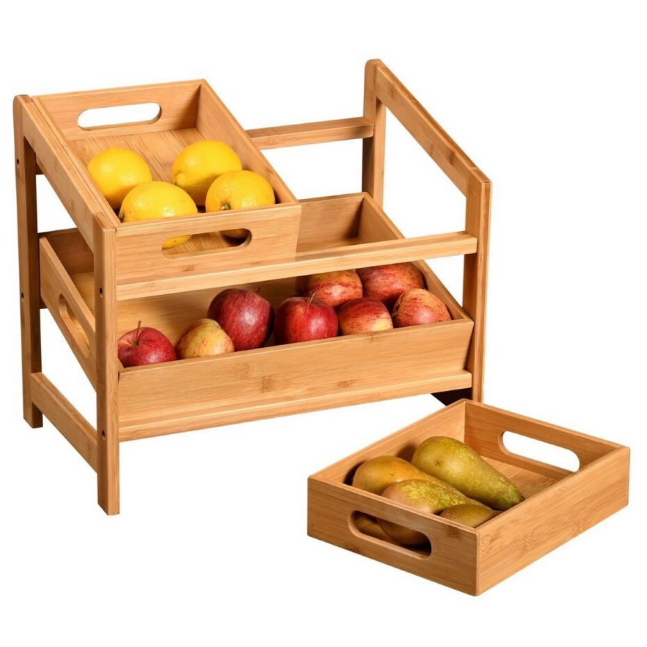 Kesper 58851 Kuchyňská police se 3 přihrádkami bambus, 39,5 x 26 x 35,5 cm - main (1)