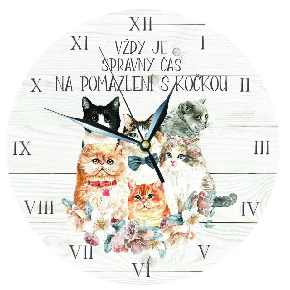 Bohemia Gifts Dřevěné hodiny - Pro milovníky koček, 24 cm - main (0)