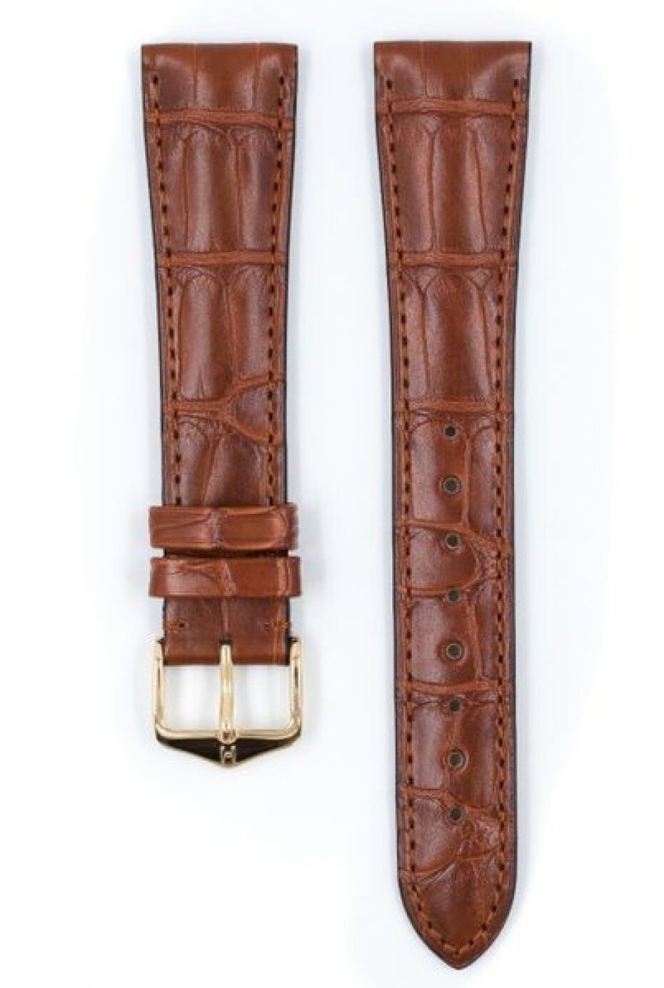 Řemínek Hirsch London Alligator - zlatohnědý, mat - 22 mm - L – Standardní délka (doporučujeme) - 20 mm - Zlatá - main (1)