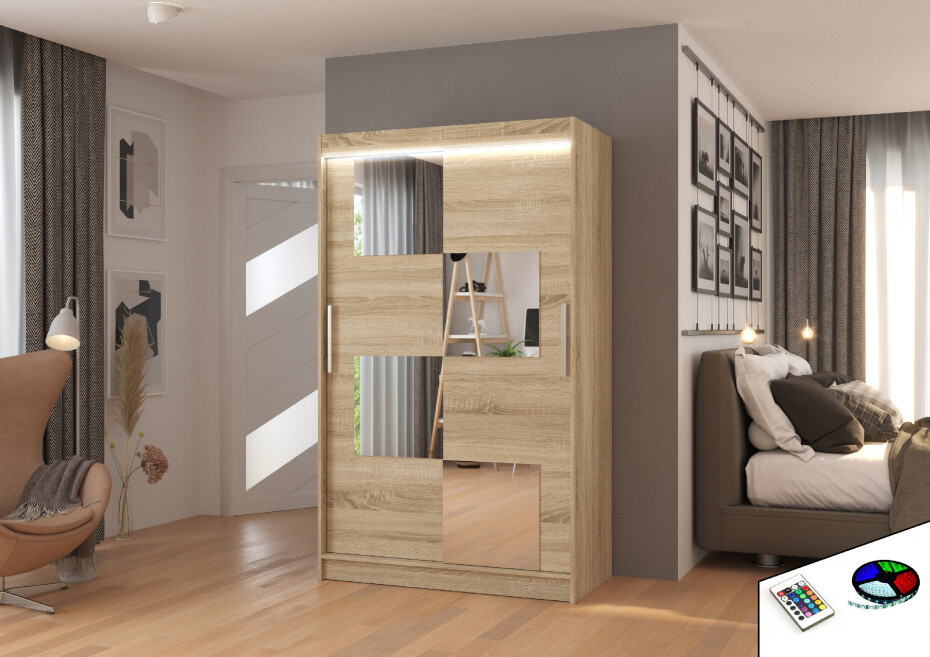 ArtAdrk Šatní skříň LUGANO | 120 cm Barva: Trufla - main (6)