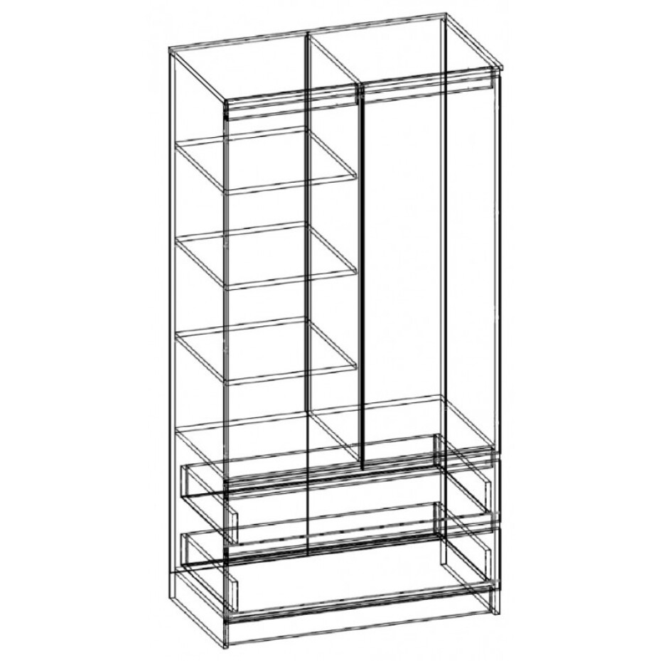 ArtAko Skříň CLIPS S90 2D 2SZ Barva: bílá/ bílý lesk - main (3)