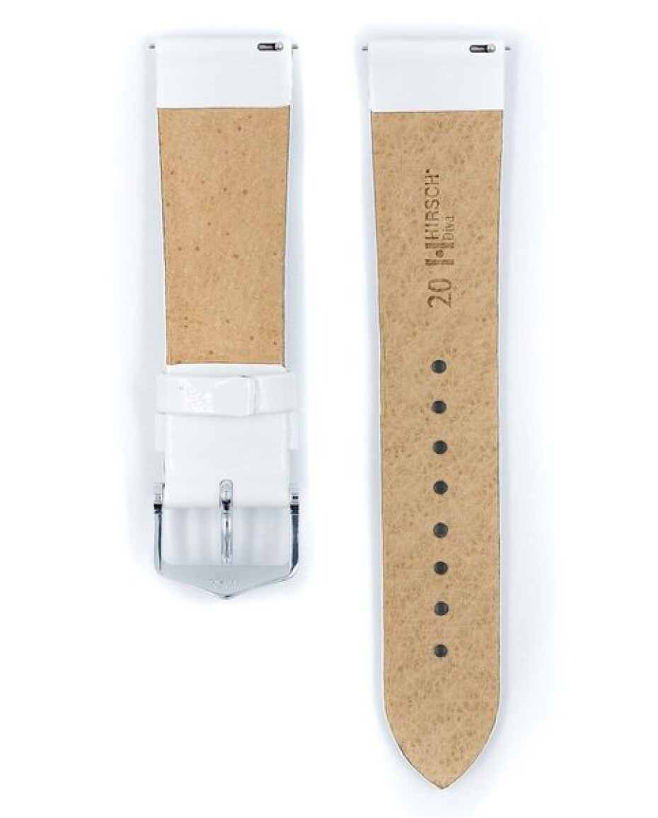 Řemínek Hirsch Diva - bílý - 20 mm - M – Střední délka - 18 mm - Stříbrná - main (2)
