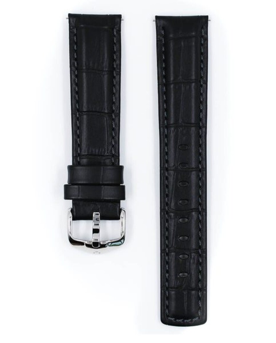 Řemínek Hirsch Grand Duke - černý - 22 mm - L – Standardní délka (doporučujeme) - 20 mm - Stříbrná - main (2)