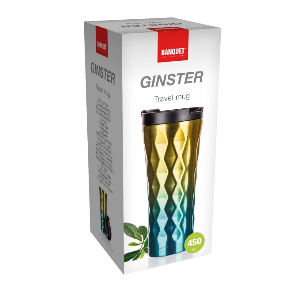 Banquet Hrnek cestovní dvoustěnný GINSTER 450 ml, zlato-modrá - main (4)