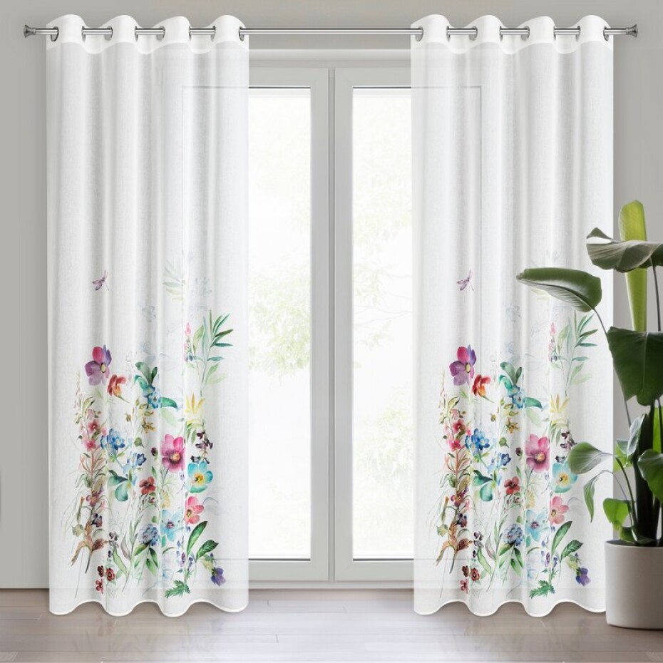 ArtFir Závěs SPRING K | bílá/květy 140 x 250 cm - main (0)