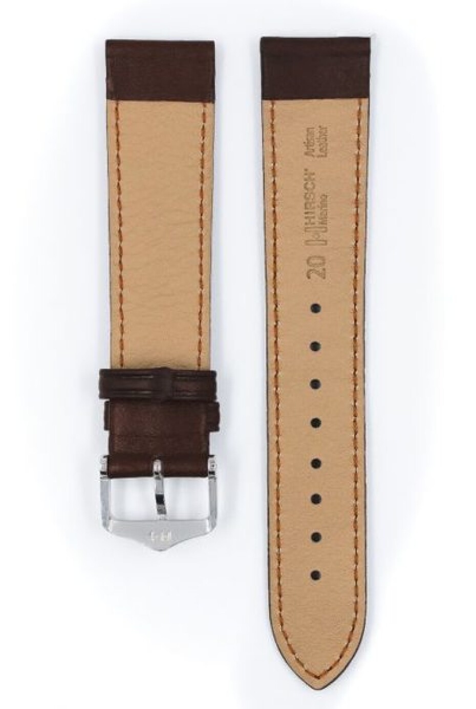 Řemínek Hirsch Merino  - zlatohnědý, mat - 18 mm - L – Standardní délka (doporučujeme) - 16 mm - Stříbrná - main (2)