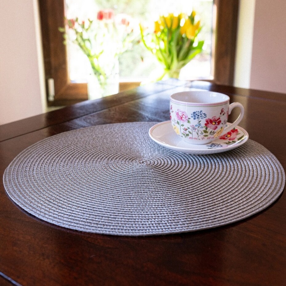 Altom Prostírání Straw stříbrná, pr. 38 cm, sada 4 ks - main (3)