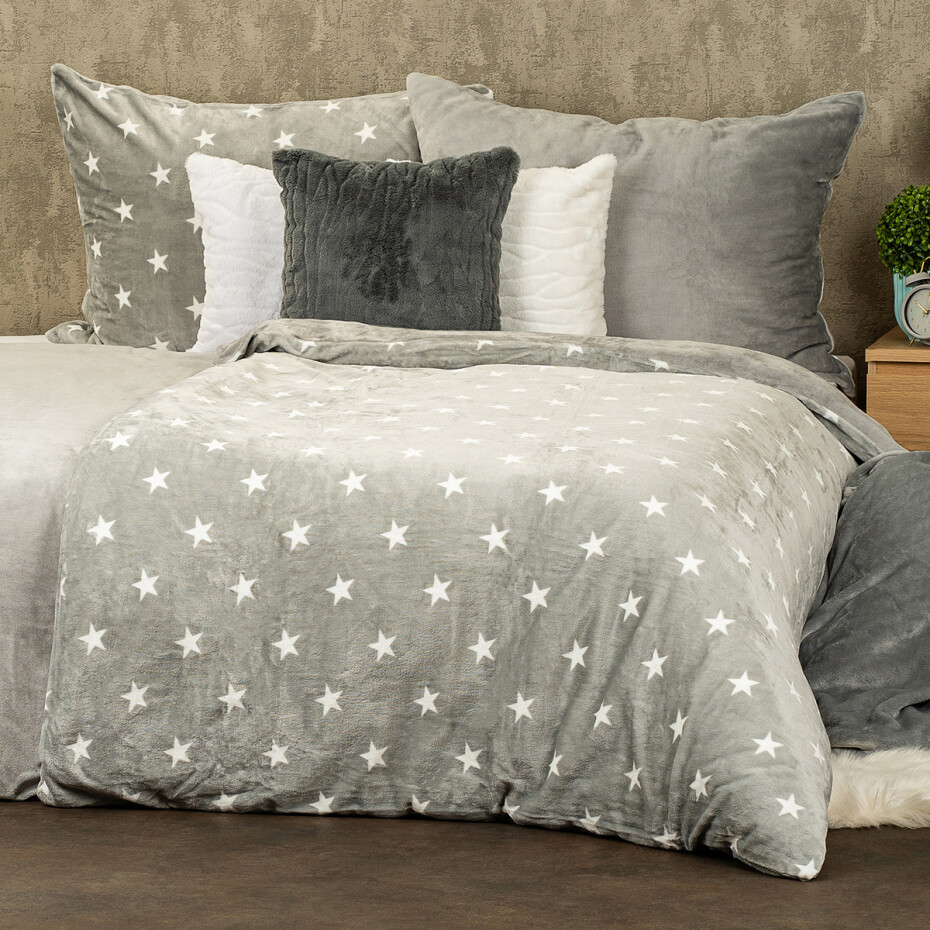 4Home Povlečení mikroflanel Stars grey, 140 x 200 cm, 70 x 90 cm - main (3)