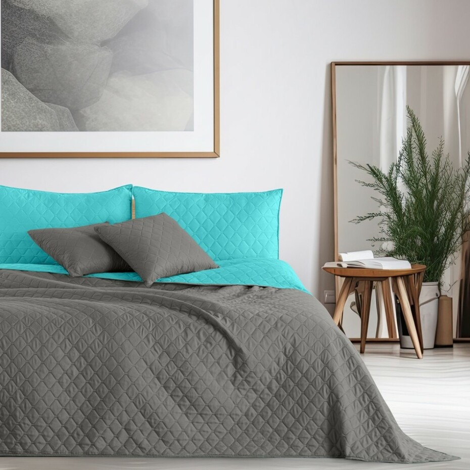 DecoKing Přehoz na postel Axel tyrkysová/ocelová, 170 x 210 cm, 170 x 210 cm - main (1)