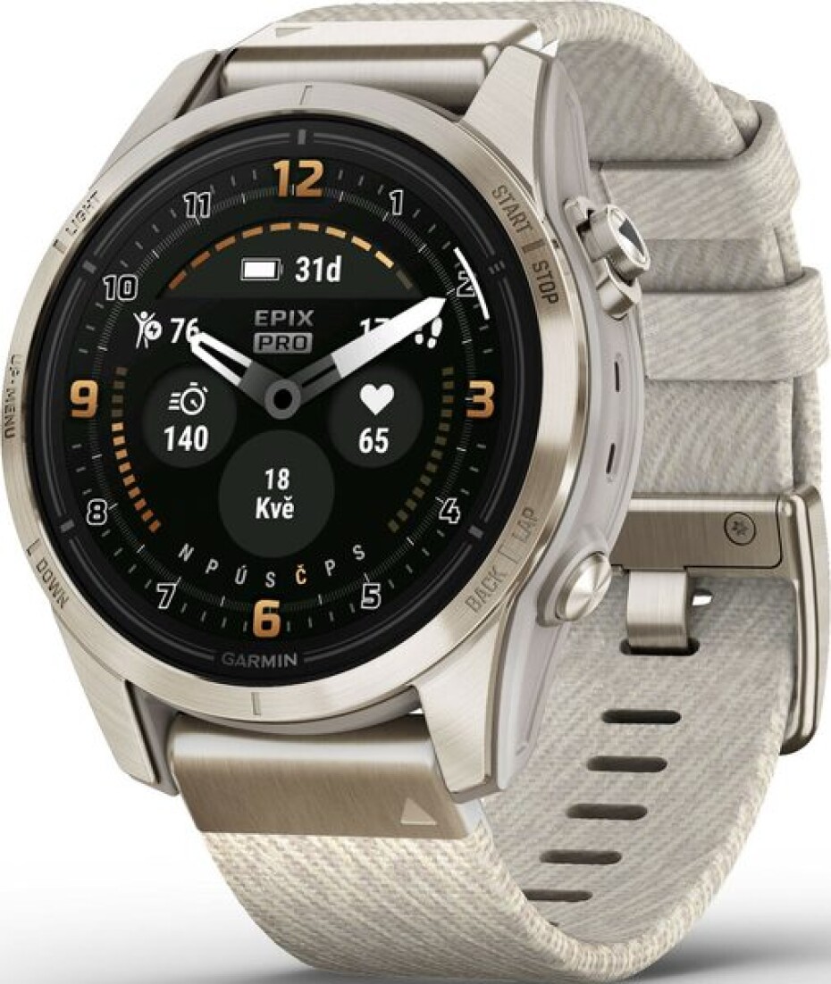 Garmin Epix™ Pro 42mm (Gen 2) Sapphire Edition Soft Gold / Cream Heathered Nylon Band - 010-02802-20 - main (12)