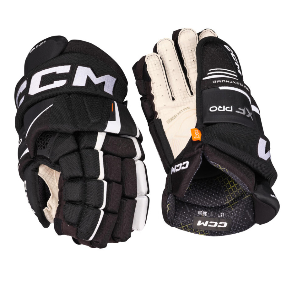 Hokejové rukavice CCM Tacks XF PRO Black/White Junior 12 palců - main (1)