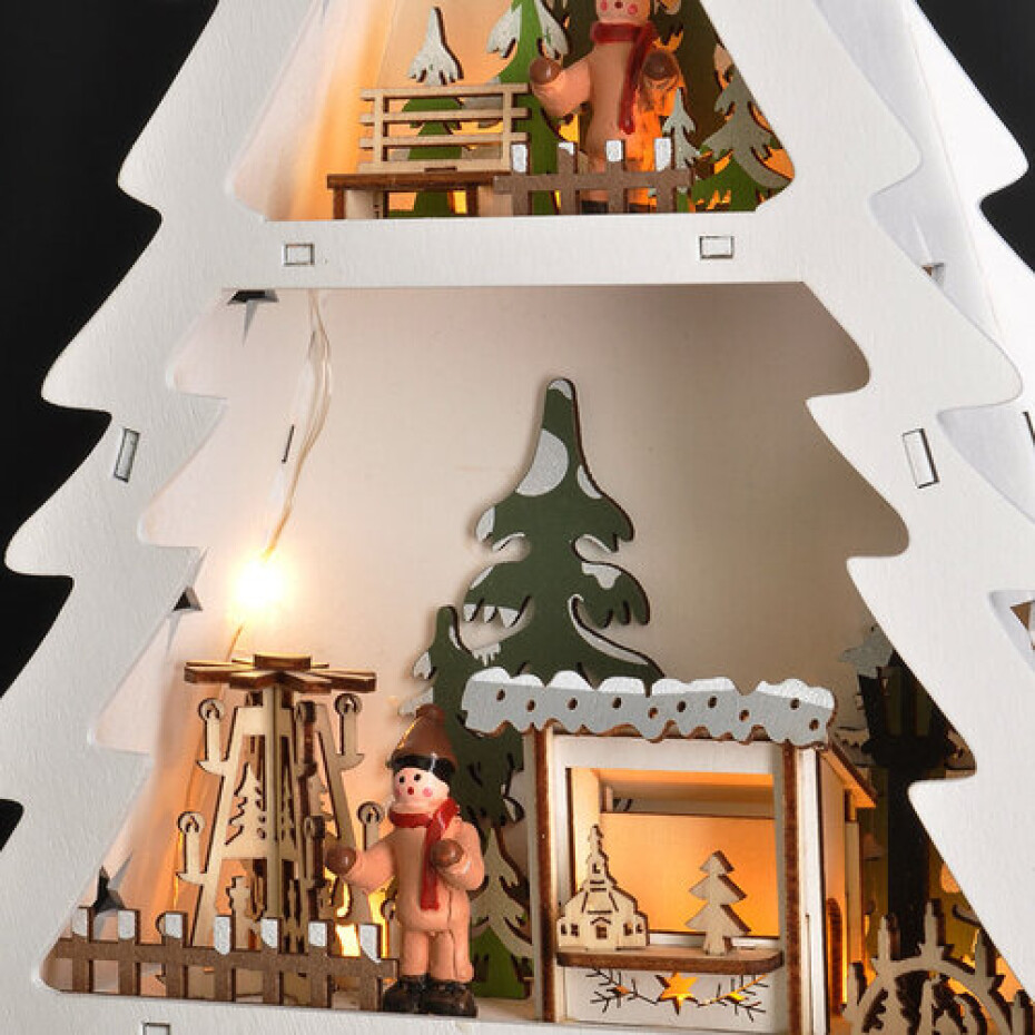 Solight LED dřevěný vánoční stromek s dekoracemi, 13x LED, 53 cm, 2x AA - main (4)