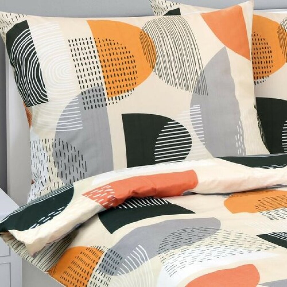 Bellatex Bavlněné povlečení Půlkruh oranžová, šedá, 140 x 200, 70 x 90 cm - main (1)