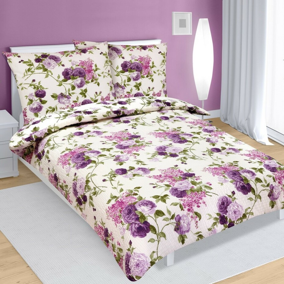 Bellatex Bavlněné povlečení Růže lila, 140 x 220 cm, 70 x 90 cm - main (0)