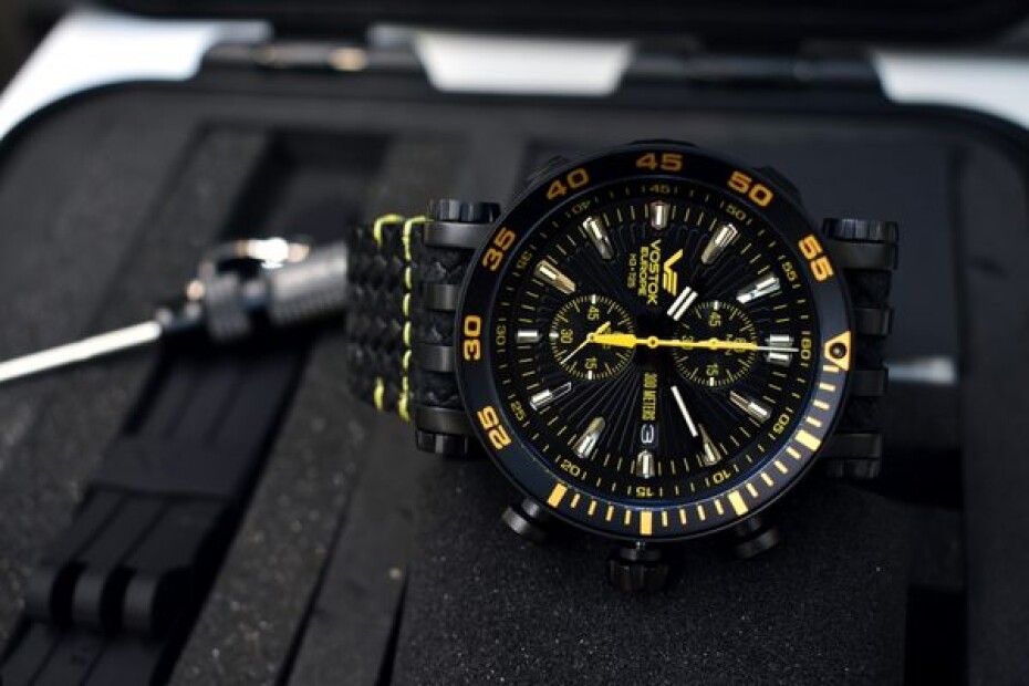Vostok Europe Energia Rocket Chrono Line VK61-575C589 - Černý kožený řemínek - main (3)