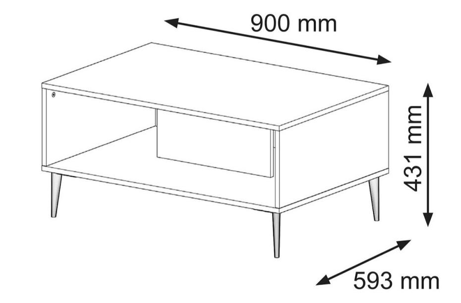 ARTBm Konferenční stolek RAVENNA B 90 | černá matná Provedení: Černý mat / černá podnož - main (5)