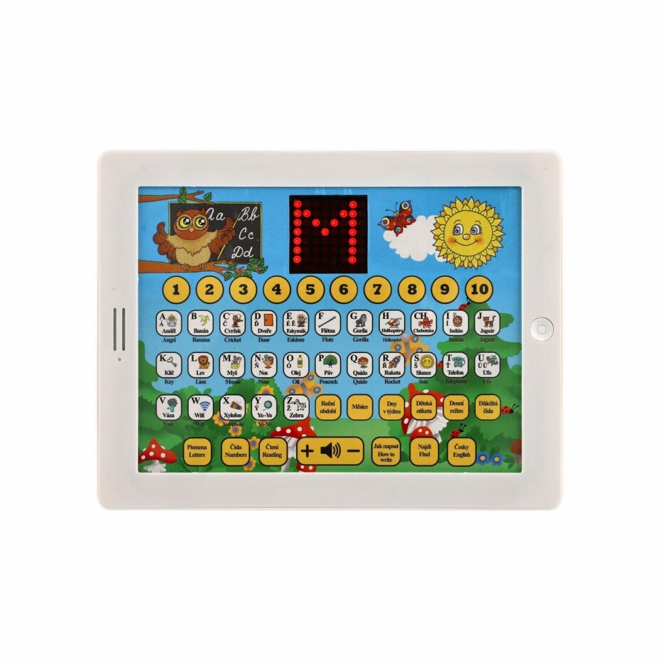 Naučný tablet moudré sovy dvojjazyčný CZ+AJ, plast, 24x19x2 cm, na baterie se zvukem - main (2)
