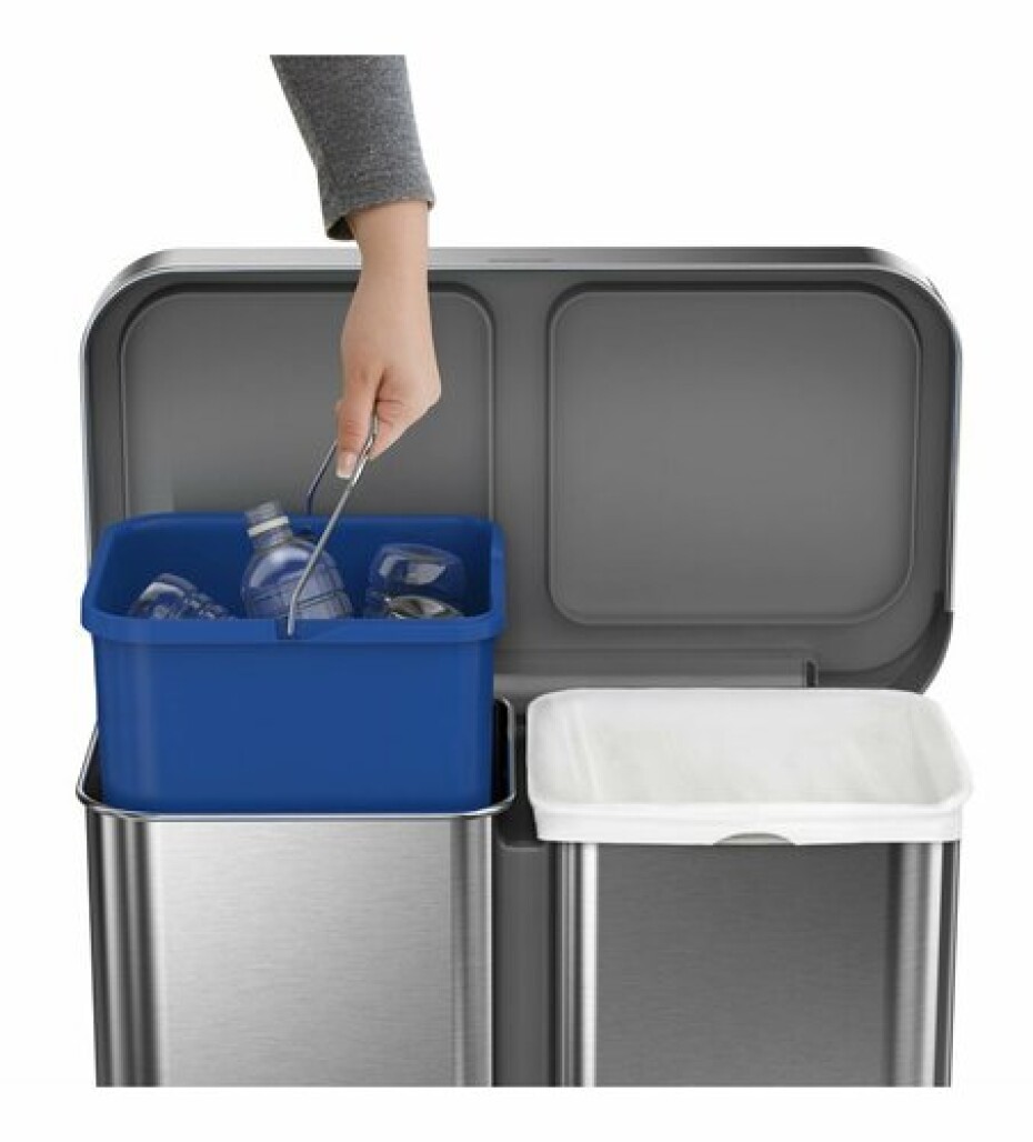Pedálový odpadkový koš Simplehuman na tříděný odpad  – 58l (34/24), matná ocel, FPP - main (6)
