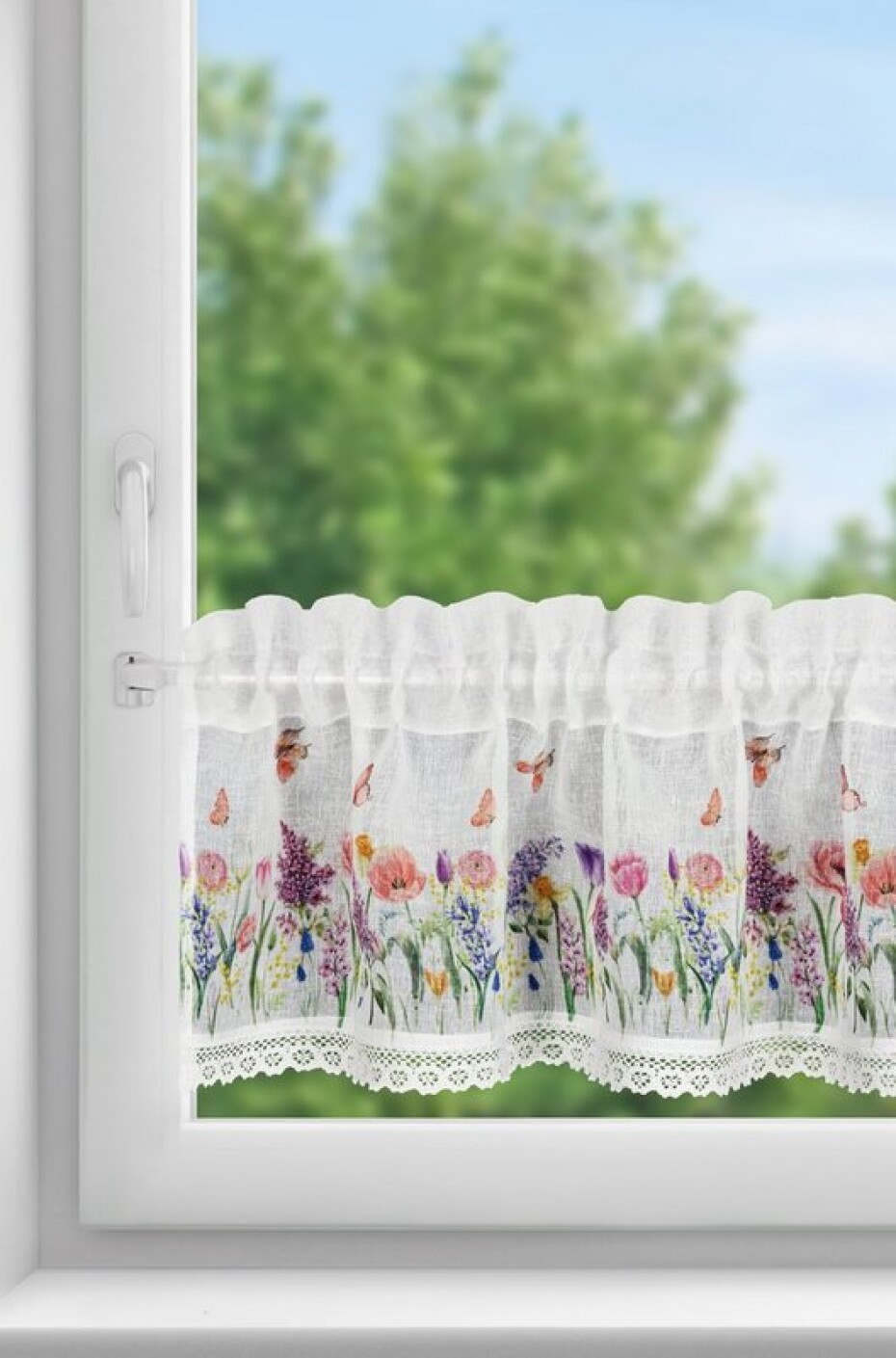 ArtFir Krátká záclona BELLA P | bílá/růžová 150 x 30 cm - main (0)