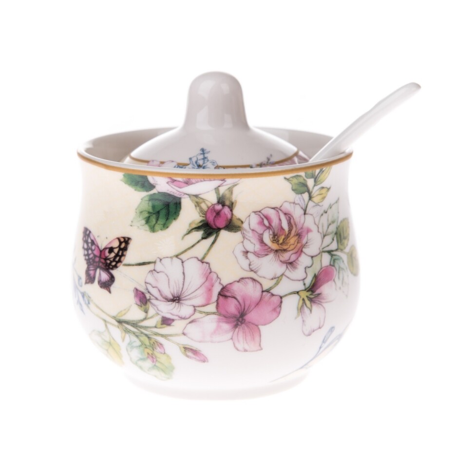 Porcelánová cukřenka se lžičkou Roses - main (0)