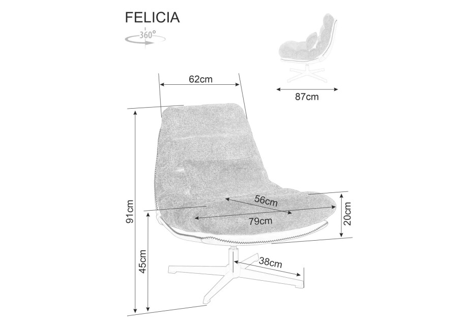 Signal Křeslo FELICIA RAVEN | tmavě šedá - main (4)