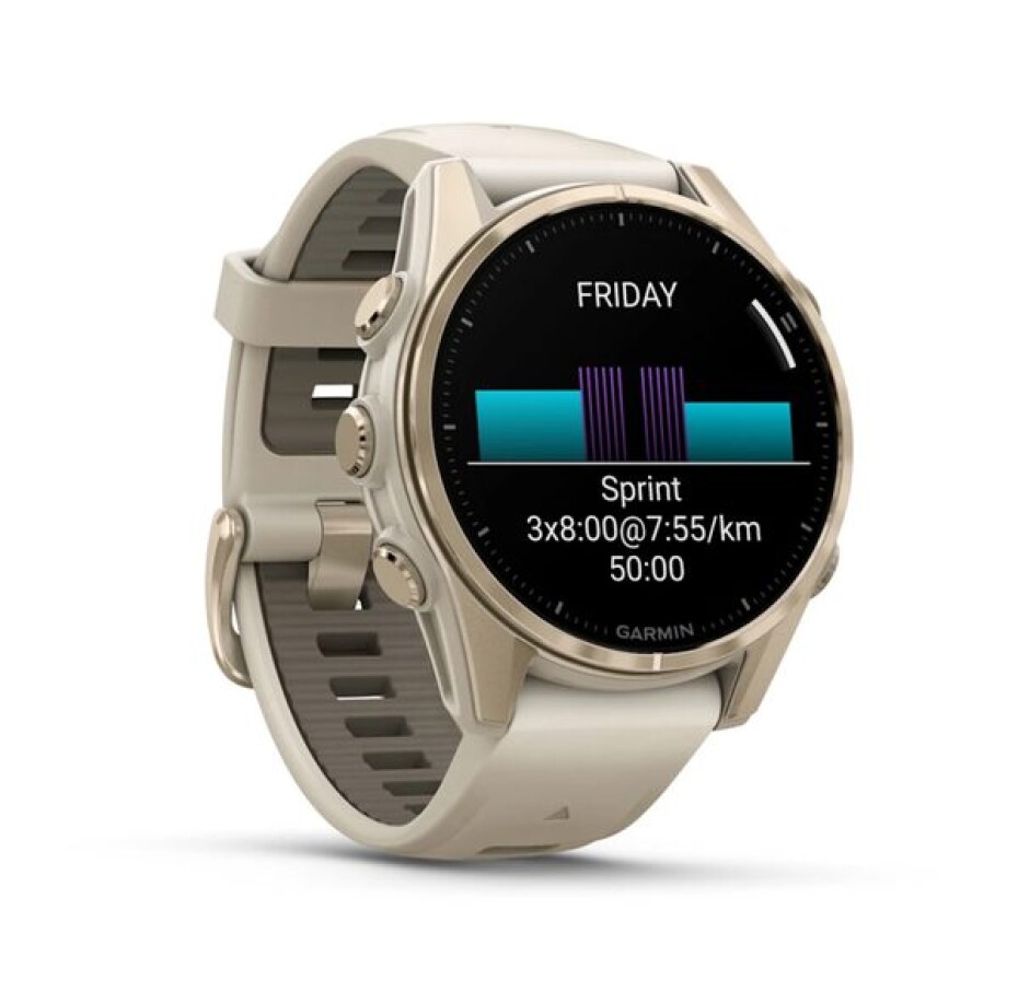 Garmin Fenix® 8 – 43 mm, AMOLED Sapphire, Soft Gold / Fog grey se silikonovým řemínkem 010-02903-11 - main (2)