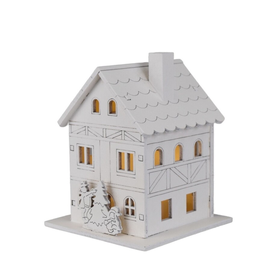 Vánoční svítící dekorace Dřevěný domek, 8 x 10 x 8 cm, LED - main (3)
