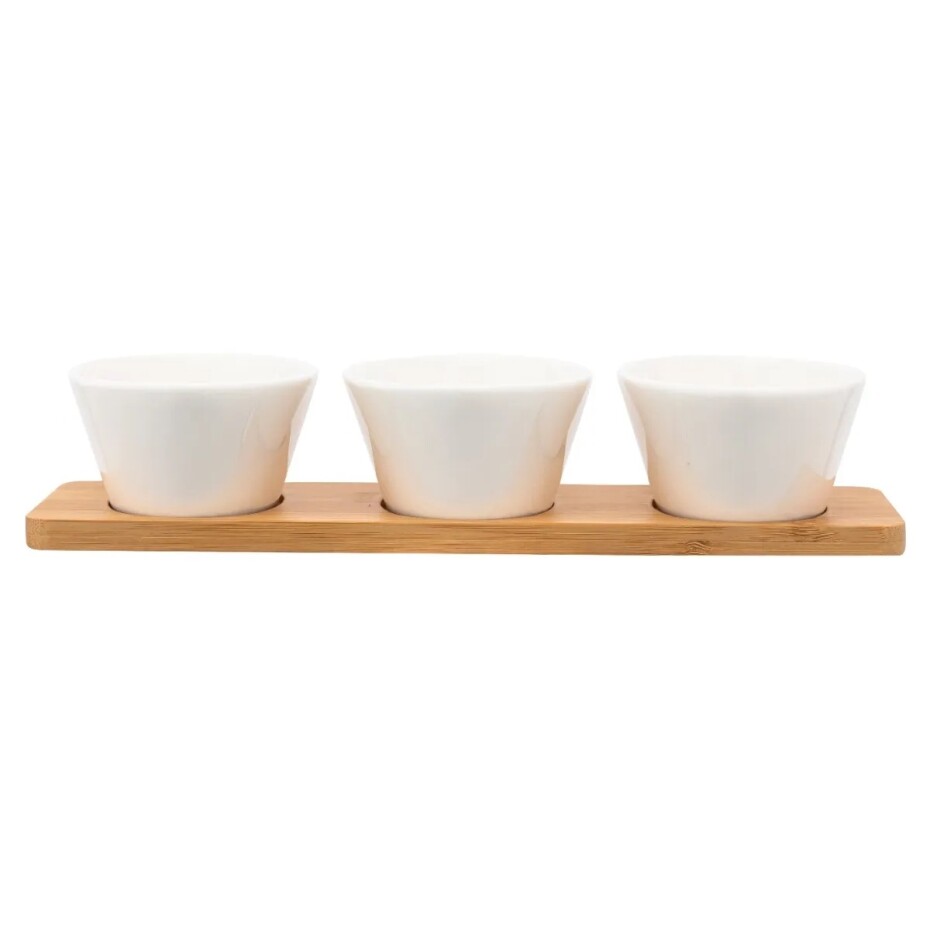 Altom Porcelánový set na dipy na bambusovém podnosu Regular 150 ml, 3 ks - main (1)