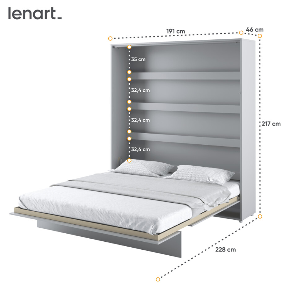 Dig-net nábytek Sklápěcí postel Lenart BED CONCEPT BC-13 | 180 x 200 cm Barva: Bílá - main (24)