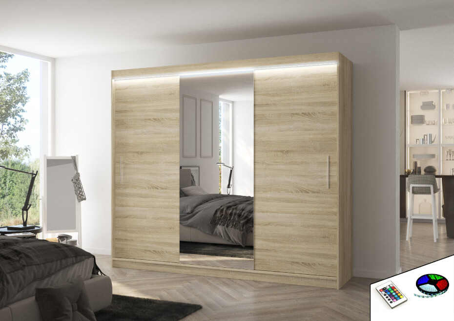 ArtAdrk Šatní skříň DENIS | 250 cm Barva: Černá - main (7)